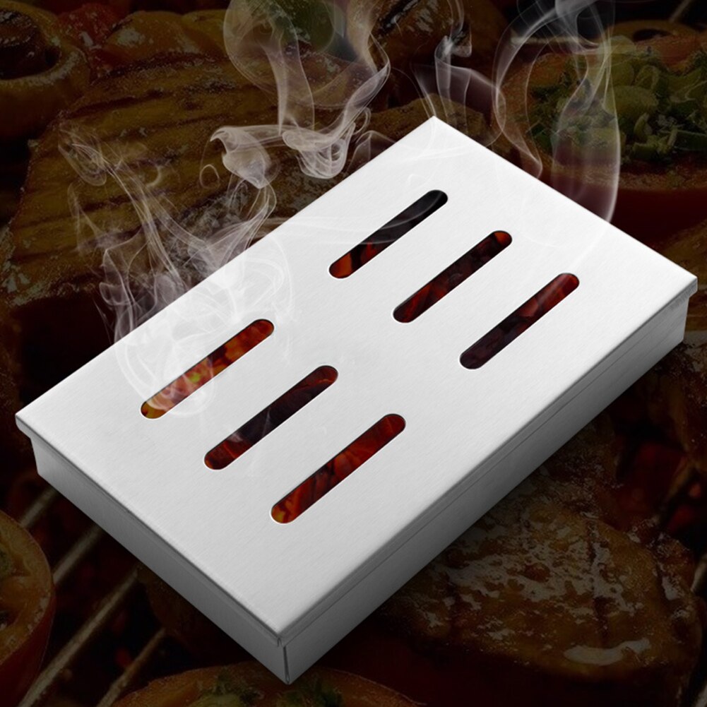 Wood Chips BBQ Smoker Box for Indoor Outdoor Charcoal Gas Barbecue Grill Meat Infused Smoke Flavor Accessories Smoker Box