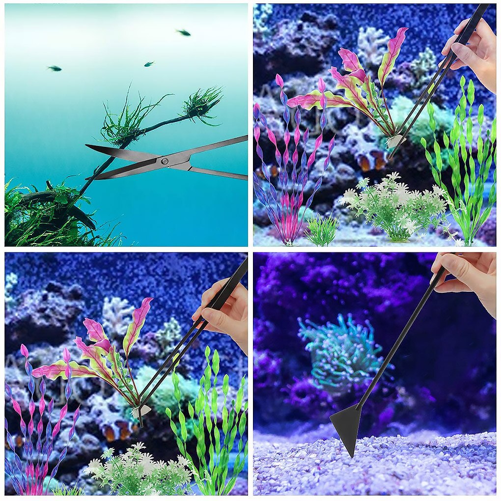 3/5pcs Aquarium Onderhoud Gereedschap Kit Aquarium Levende Planten Gras Aquatic Plant Roestvrijstalen Pincet Schaar