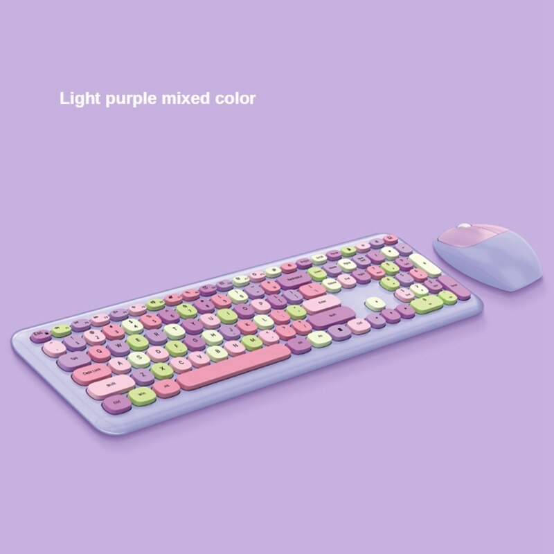 Keyboard and Mouse Wireless Color Lipstick Round Hat Keyboard 110 Keys for Windows XP / Win7 / Win8 / Win10