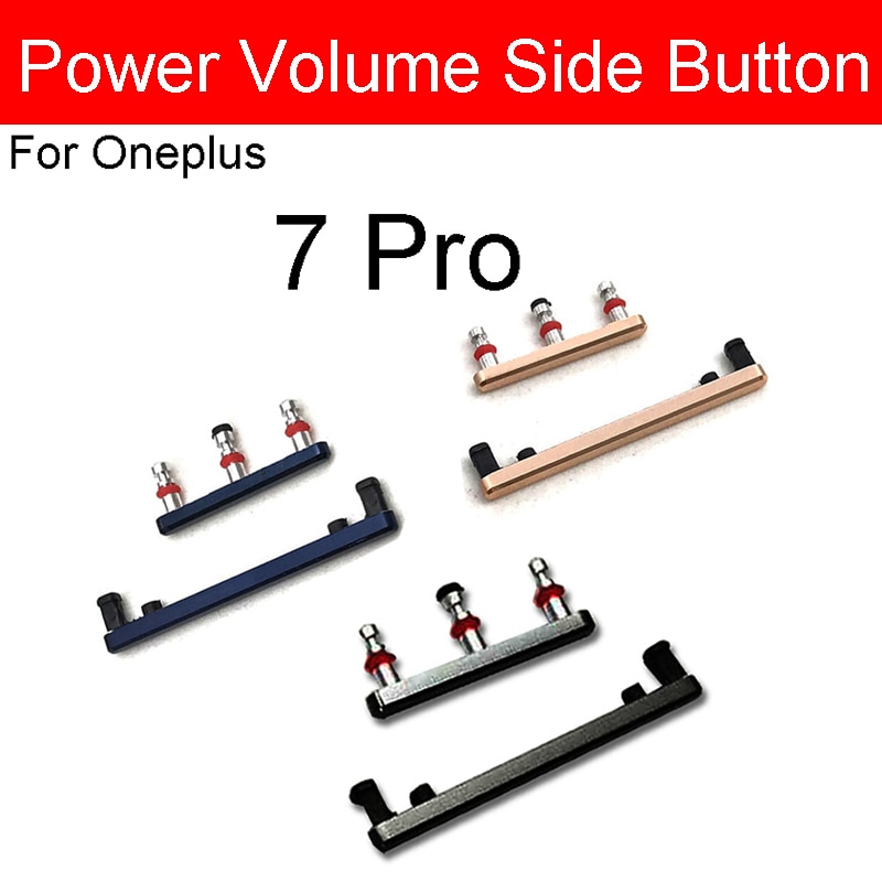 1 botón de volumen lateral + botón de encendido/apagado conjunto de botones para Oneplus 7 7T Pro botón de encendido de volumen piezas de repuesto de teclado