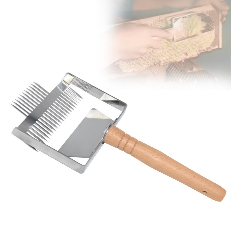 Beekeeping Tools Uncapping Fork Scraper Honey cutter Honeycomb Scraper 23 pin Wooden Handle beehive Shovel knife Equipment