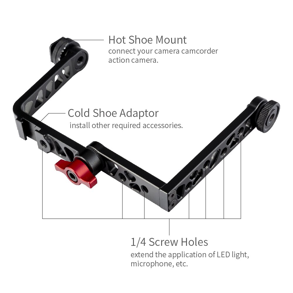FEELWORLD Universal Mirrorless Camera L Bracket Cage Mount Swivel Tilt Arm for 7 Inch Field Monitor for DSLR Vlogger Video Shoot