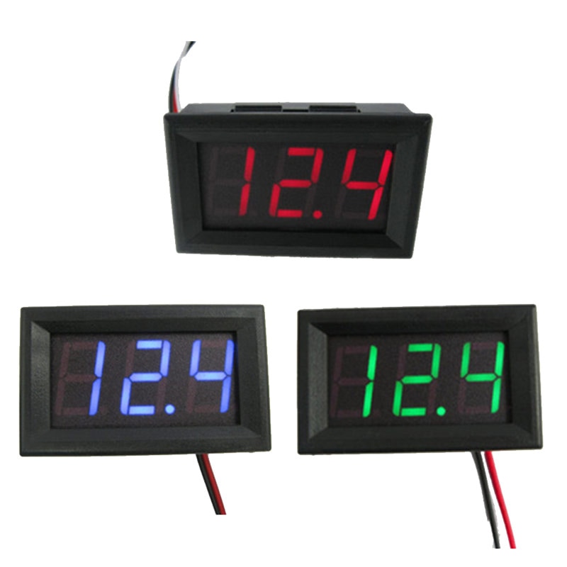 Mini Digital Voltmeter Ammeter DC4.5-30v Panel Current Meter Tester with 2 Wires LED Panel Digital Display 1 pcs