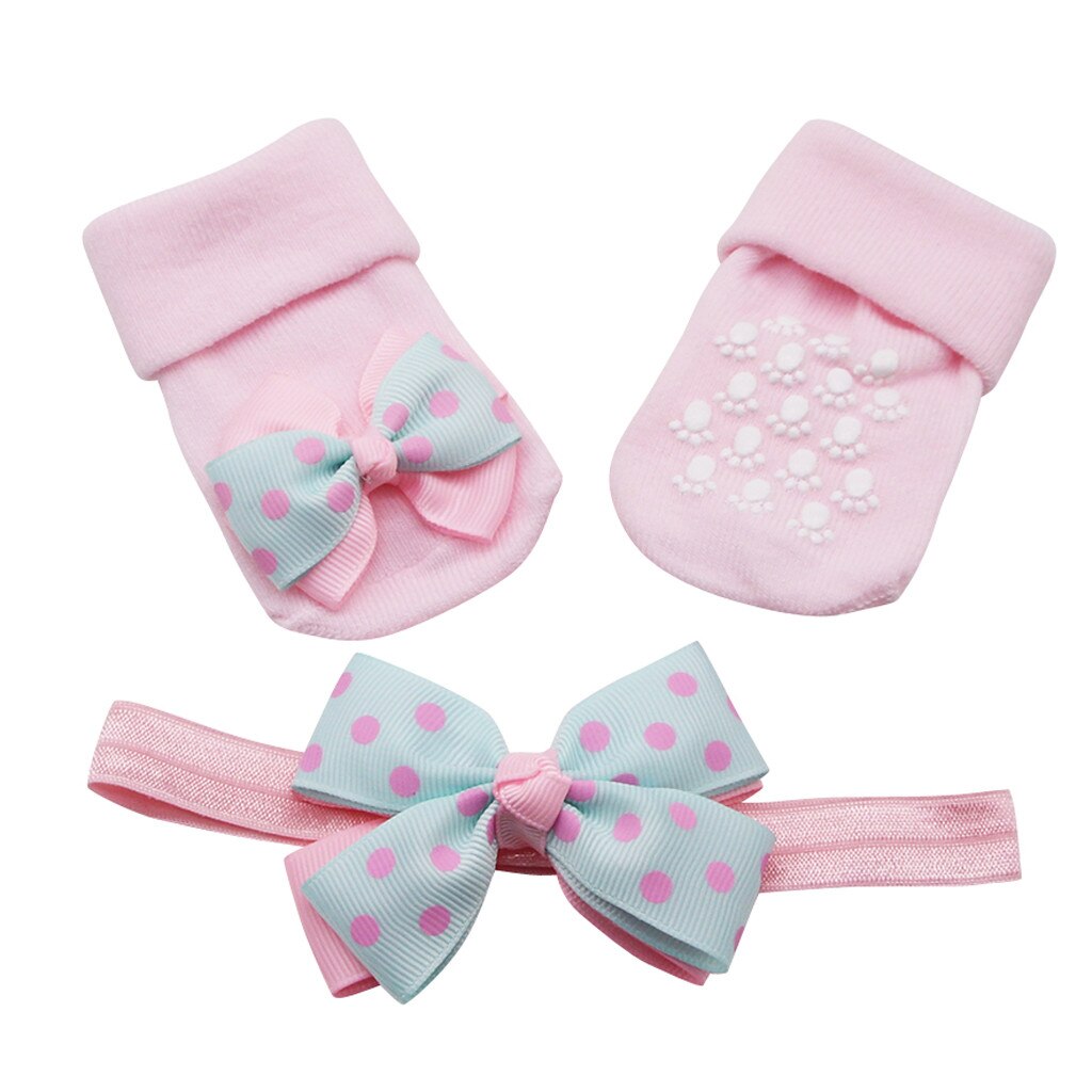 nette Socken Haar Gürtel einstellen Baby, Kleinkind Socken 1pc Haar Gürtel Mädchen Bogen Welle Punkt Anti-Unterhose socken Baby Bogen Baumwolle Socken einstellen: Blau