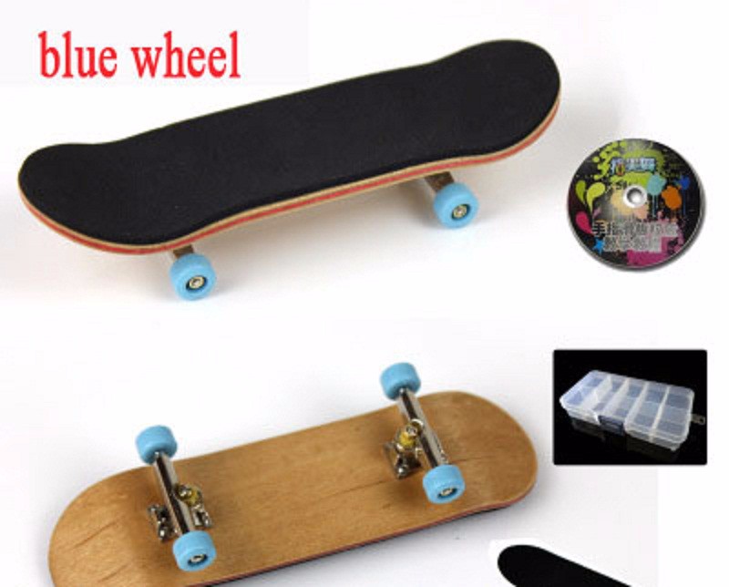 5 forskellige farve gribebræt, træ gribebrætter finger skateboard legering stent bærende hjul nyhed gribebræt: Blå