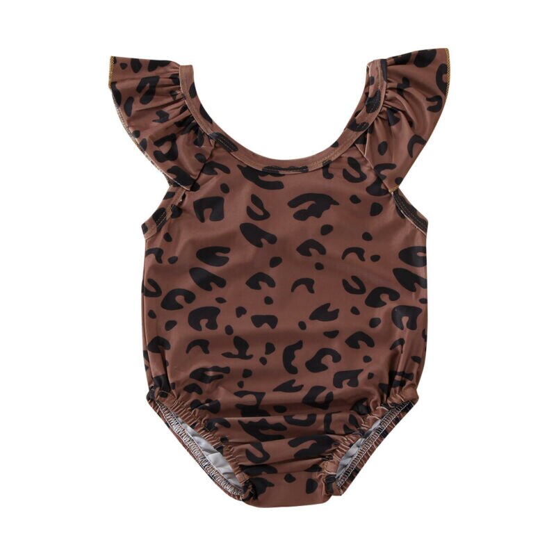 Spædbørn børn baby piger leopardprint i ét stykke ærmeløst svømmekostume badedragt badetøj børn piger outfits 0-5y