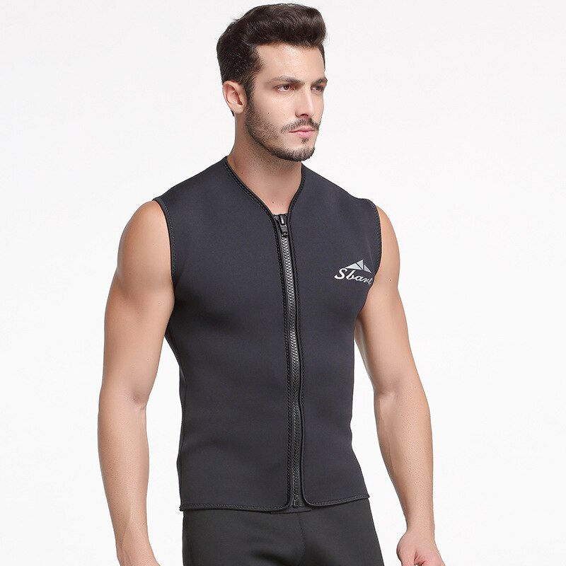 Sbart 1PC Neoprene 5mm Zip Up Scuba Diving Suits Vest Men Wetsuits Snorkeling Tops Male Swimsuits Rash Guards Bathing Suits DEO