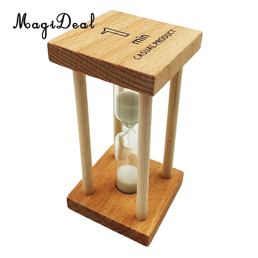 MagiDeal 1 Minutes Wooden Frame Hourglass for Kids Brushing Timer Kitchen Cooking Timer - White