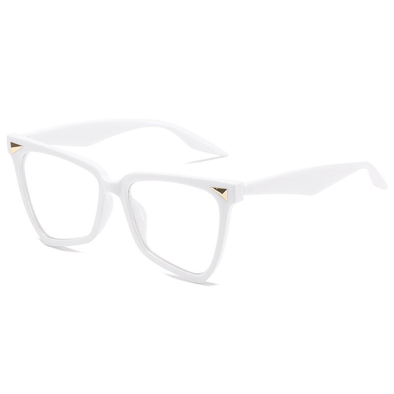 Então & ei moda olho de gato irregular mulher anti-blu-ray eyewear vintage rebite decoração lente clara óculos armação de computador: White