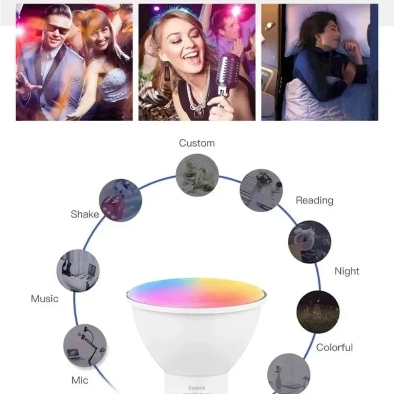 EWelink GU10 Lampadina WiFi Zigbee RGB LED Lampade dimmerabili 3000-6500k Lampadine Controllo remoto vocale APP con Alexa Google Salute