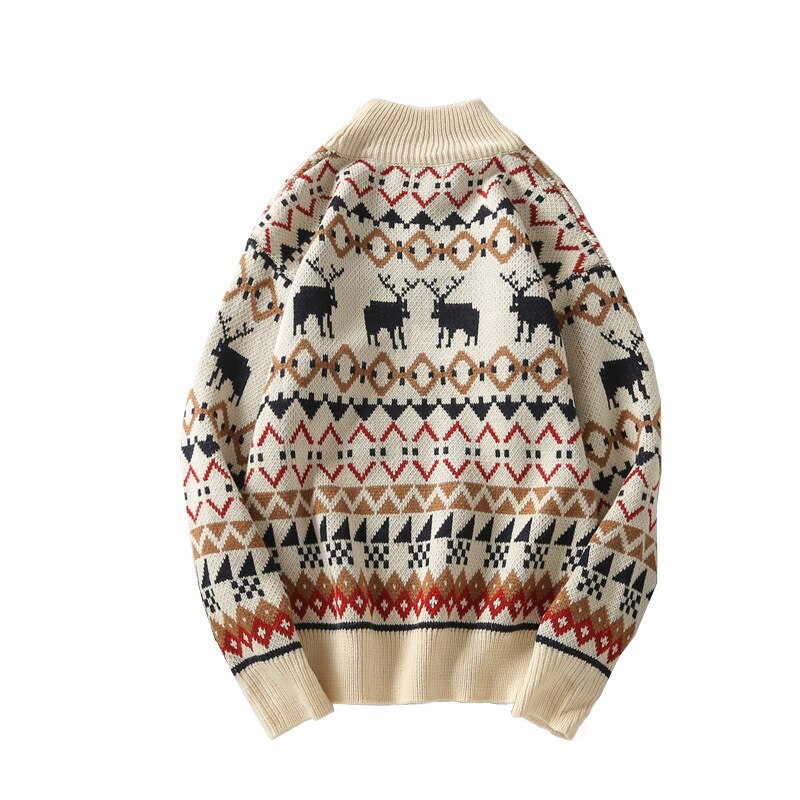 Männer halbe hohe kragen zur Seite fahren Hirsch drucken herbst frühling Weihnachten zur Seite fahren gestrickte zur Seite fahren zur Seite fahren schlank passen für männer kleidung