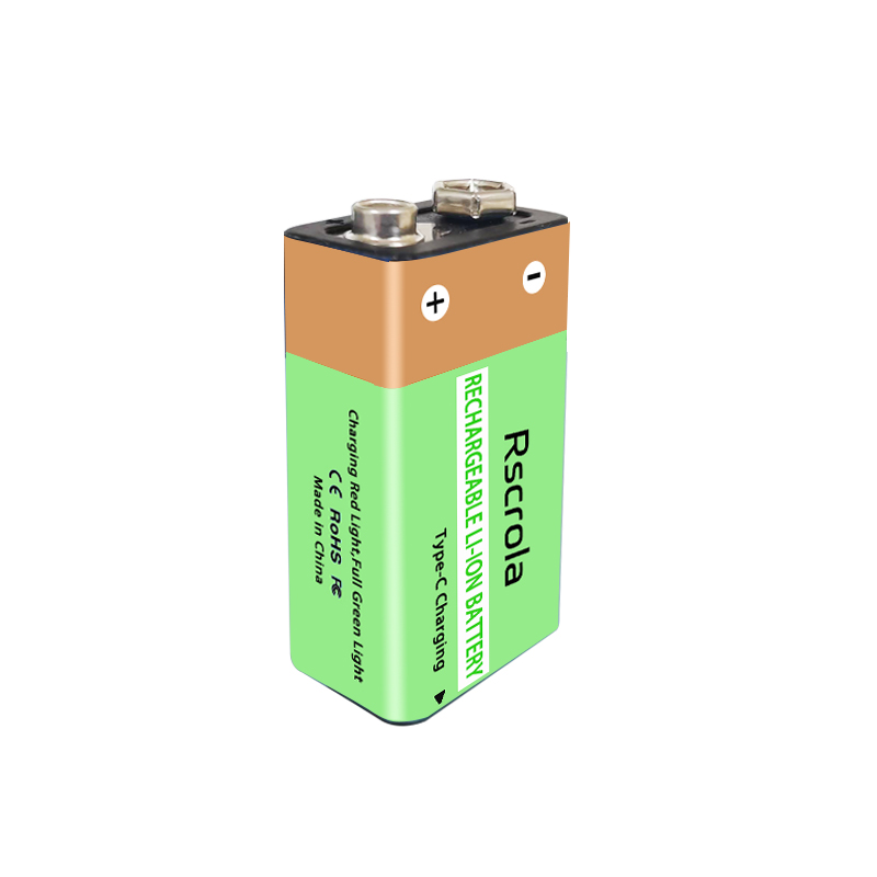 Long-Lasting 9V Rechargeable Battery 6800mAh Type-C Fast Charge Battery for Multimeter, Guitar Pedal, Microphone, Smoke Detector: PURPLE