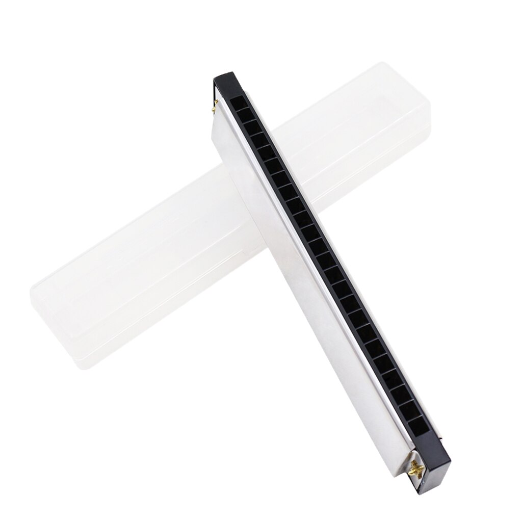 24-Hole Mouth Organ C Key Harmonica Mini Musical Instrument w/ Case