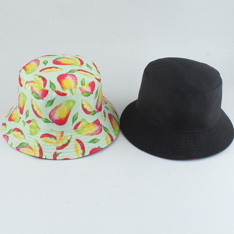 Summer Panama Hat For Women Fruit Mango Banana Pineapple Print Bucket Hat Men Reversible Fishing Fisherman Hats Hip Hop Caps