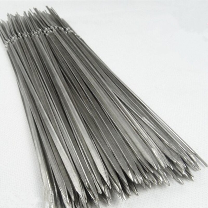 10/50pcs Reusable Flat Stainless Steel Barbecue Skewers BBQ Needle Stick For Outdoor Camping Picnic Cooking Tools