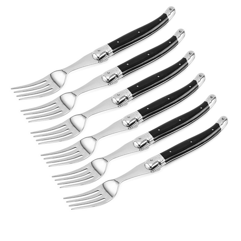 8'' Laguiole Steak Forks Stainless Steel Black Dinner Sets Cutlery Food Salad Dessert Fork Dinnerware Restaurant Kitchen Western