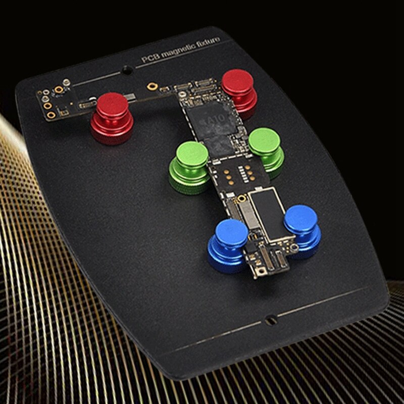 Suporte da placa do pwb universal dispositivo elétrico com 6 pçs pinos netic placa de circuito plataforma de solda pcb netic fixação braçadeira sulco