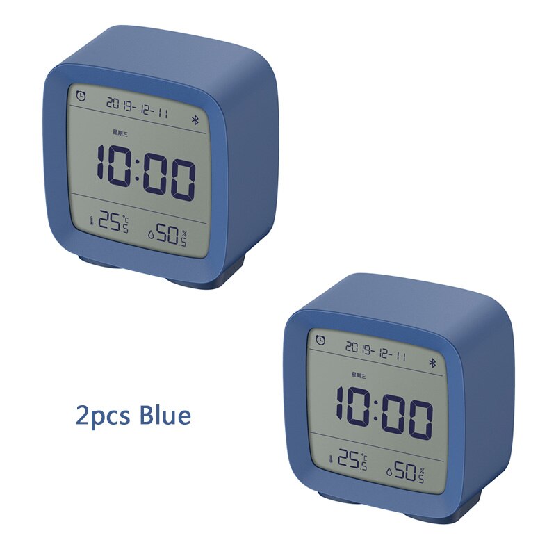 Reloj despertador Xiaomi Cleargrass con Bluetooth, pantalla LCD de temperatura y humedad, luz nocturna ajustable con aplicación Mijia Smart Home: 2 pcs blue