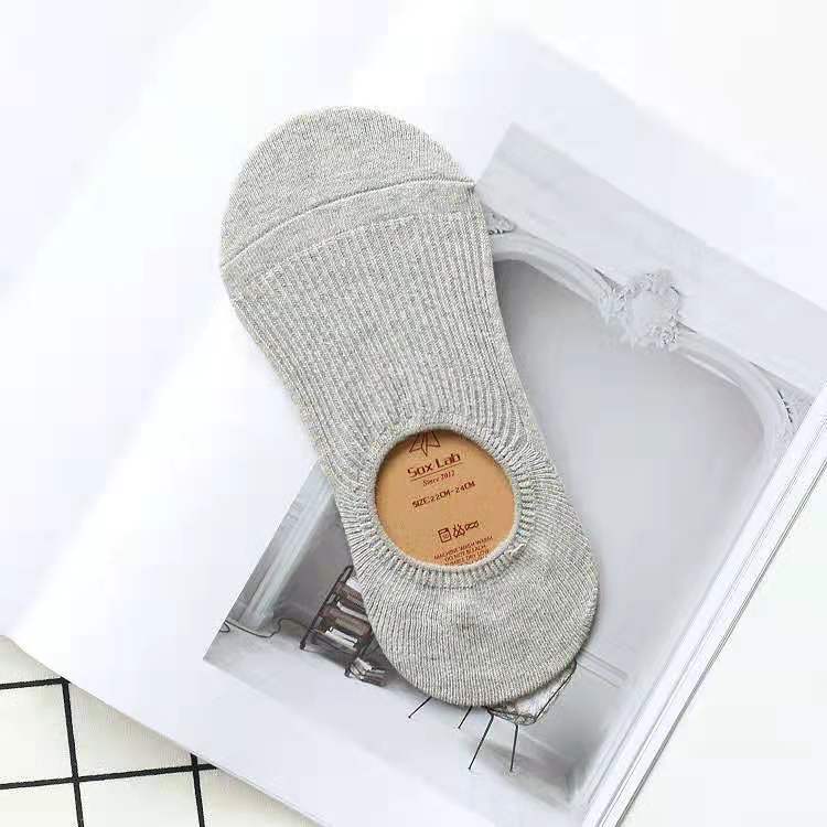 HUAYA Summer Women No Show Socks Invisible Cotton Double Cylinder Casual Non-slip Short Boats Socks Ankle Femmes Ladies Low Cut: light-grey