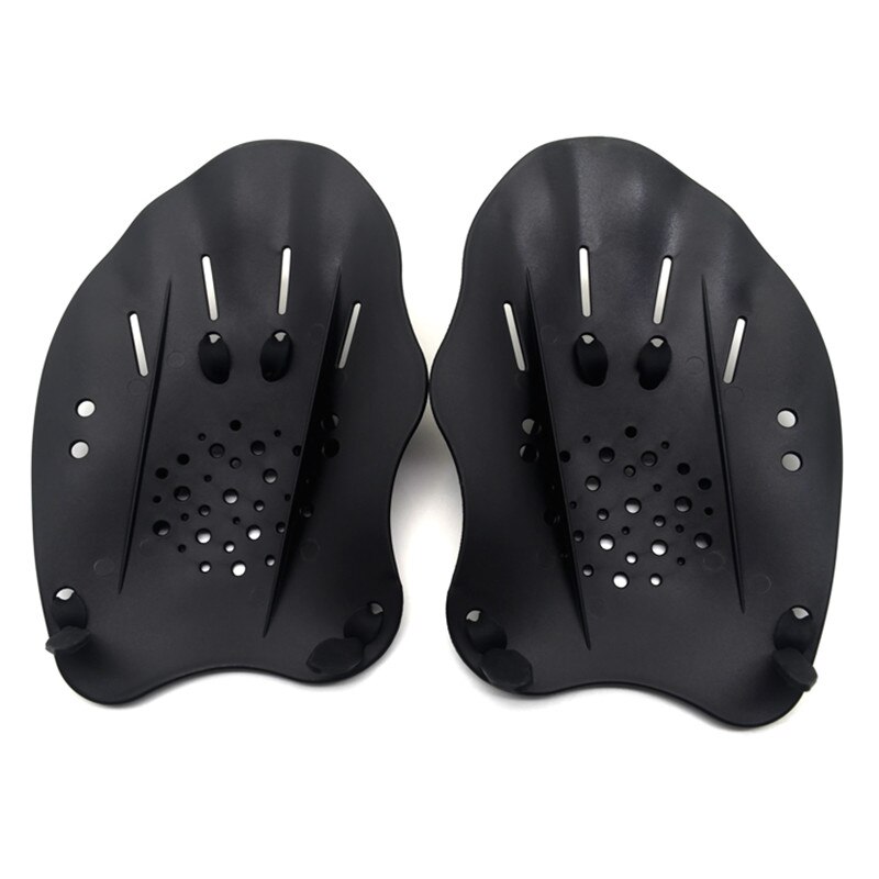 Palas de natación ajustables para entrenamiento, manoplas de mano, almohadillas, aletas, para hombres, mujeres y niños: Black