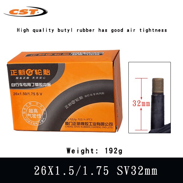 Cst cykeldæk 26*1.25 1.5 1.75 1.9 2.125 26 x 1 3/8 amerikansk ventil fransk ventil 26 tommer cykling mountainbike inderslang: 26 x 1.5-1.75 sv32mm