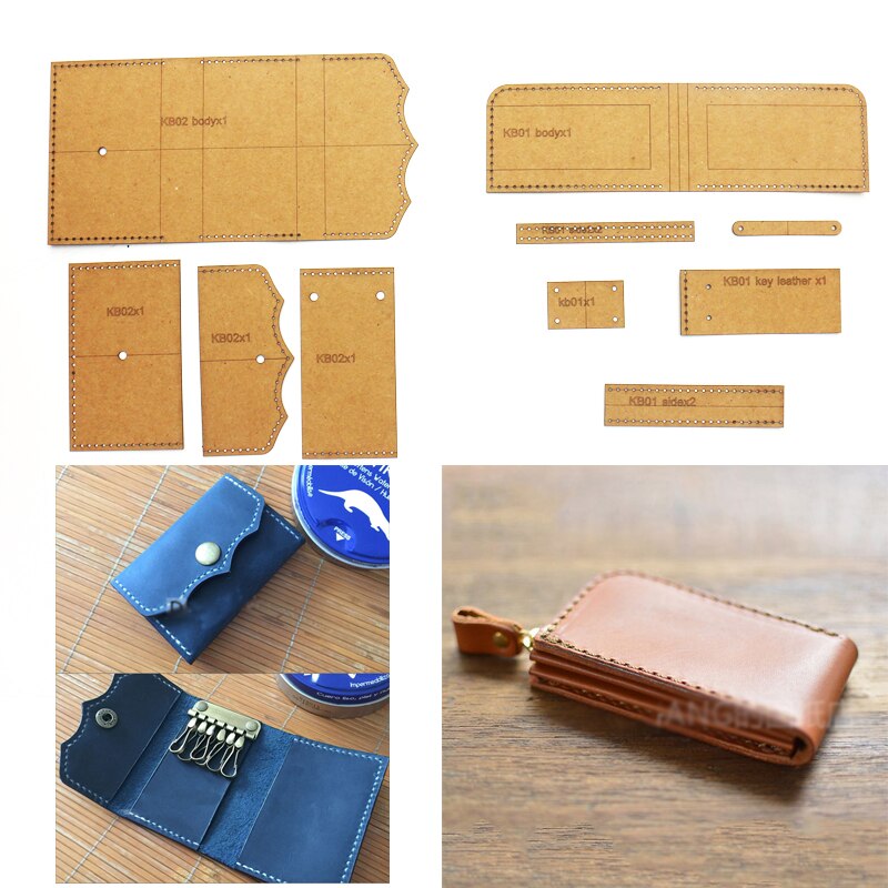 LLavero de cuero para manualidades, troquelado de bolsa, papel kraft, patrón de costura, plantilla de cartón gruesa de 500gsm