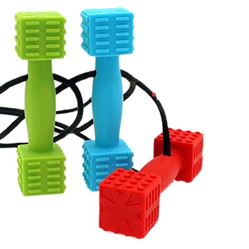 Ciondolo con manubri creativo sensuale ciondolo da masticare collana massaggiagengive giocattolo autistico asta molare per bambini