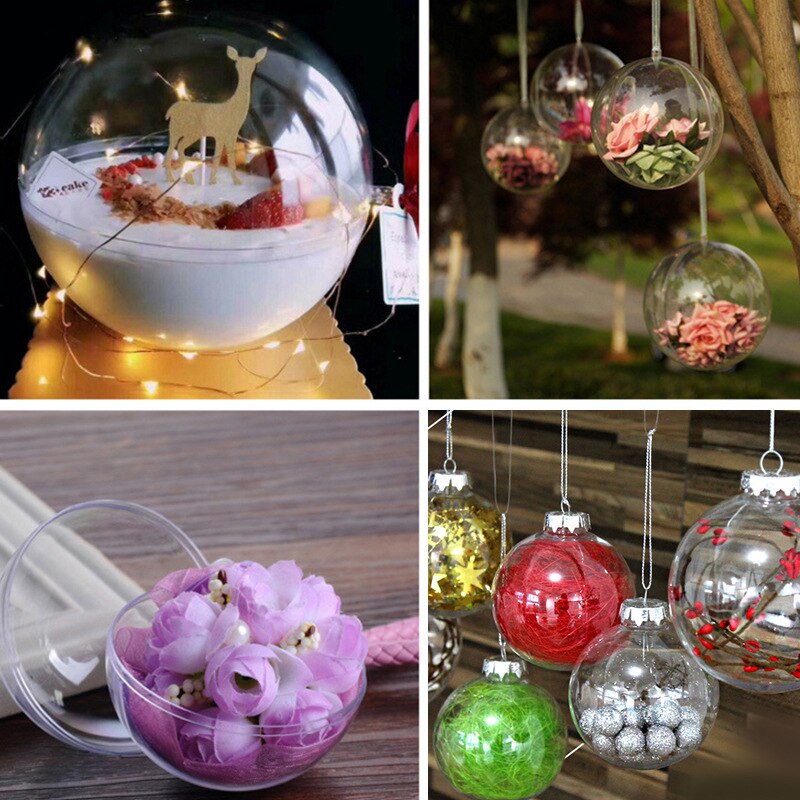 Christmas Decoration Hanging Ball DIY Plastic Sealable Can Open Transparent Hollow Sphere ChristmasTree Hanging Transparent Ball