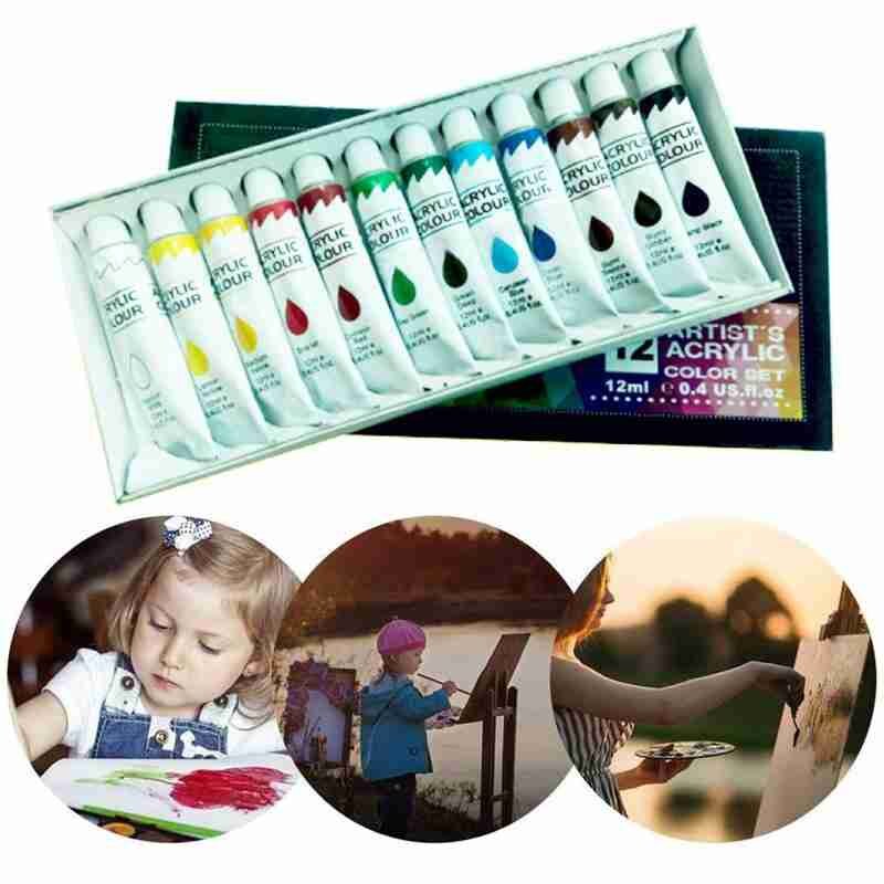 12colors x12ml Acrylic Paint Set Art Tool For Drawing Painted Painting Drawing Student Wall Supplies Pigment Hand Art