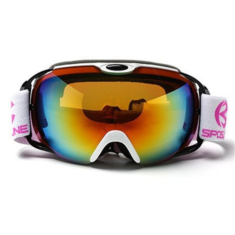 Anti-condens skibrillen dubbele lens heren dames snowboardbrillen skibrillen gafas esqui brillen winter sneeuw skibrillen: Wit