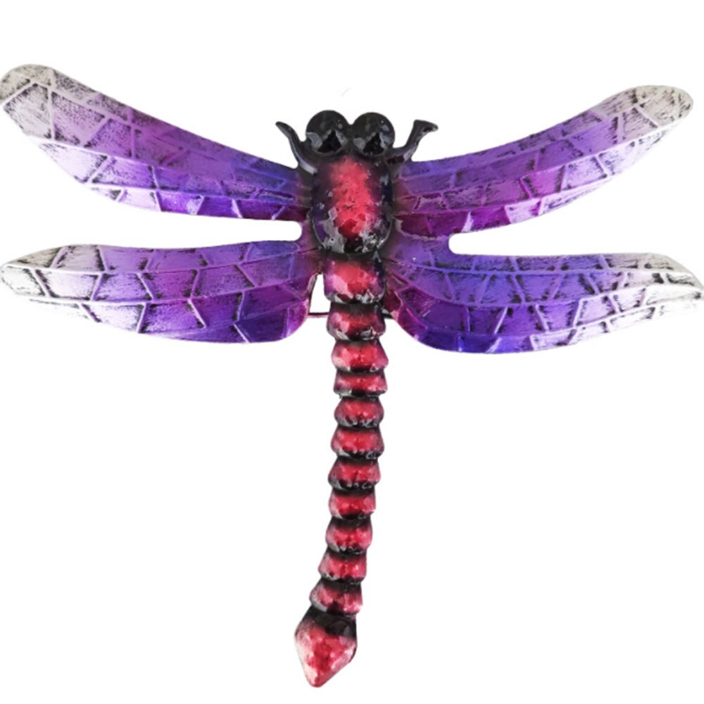 Metal Dragonfly Wall Decor Outdoor Garden Fence Art Hanging Decorations for Living Room Bedroom: Purple