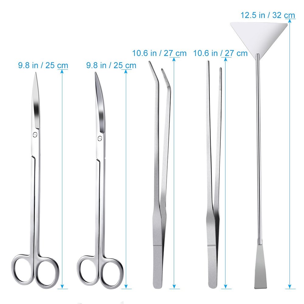 6 PCS/lot 10" Aquarium Cleaning Tools Aquascaping Landscaping Tool Kits Stainless Steel Aquatic Plants Scissors Tweezers Set
