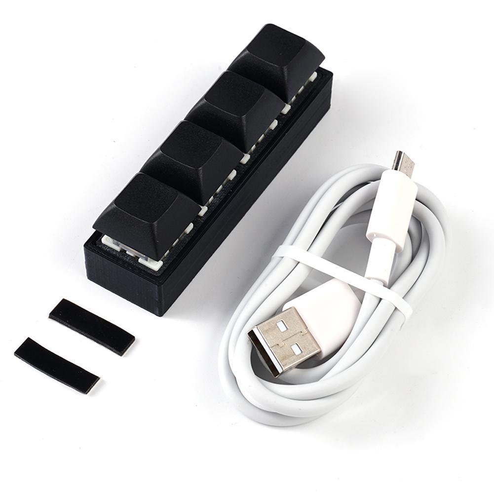 USB Programmable Macro Keyboard 4 Keys One-key Shortcut Keys Mouse Button Volume Control Key Mini Keypad