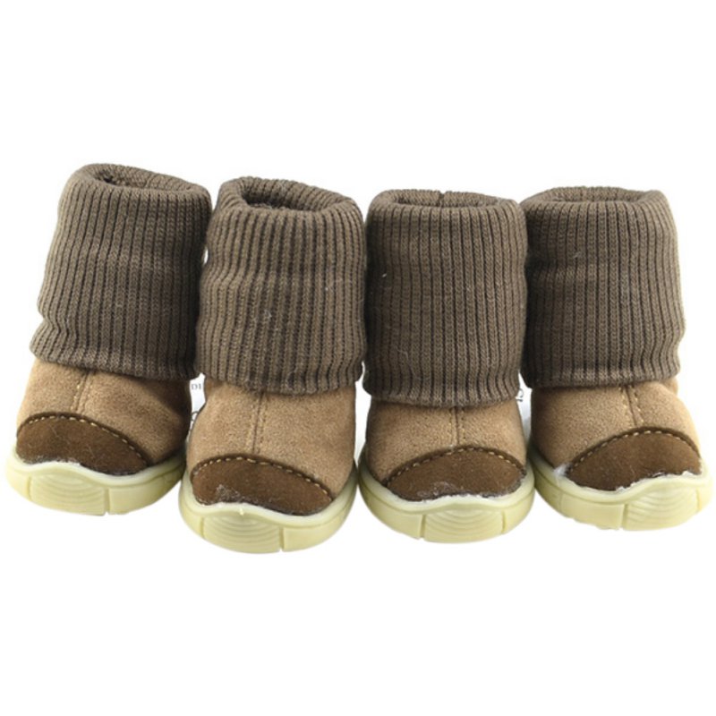 Huisdier Winter schoenen antislip Cotton Lederen Kasjmier Warm Booties Laarzen Riem Decoratie Hond Herfst winter Schoenen Schoeisel Voor honden