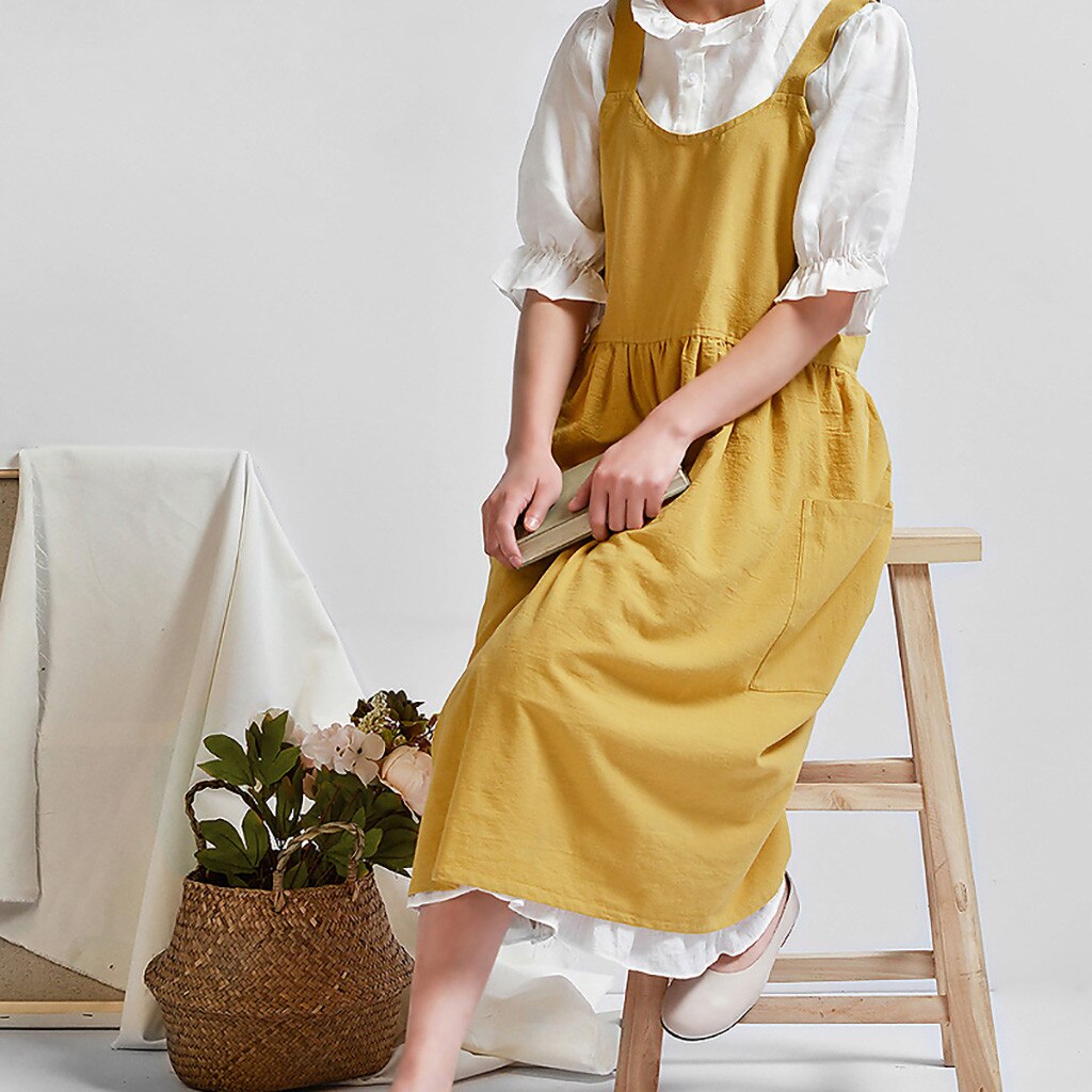 Frauen Kreuz Zurück Schürze Japanischen Hausarbeit Backen wickeln Baumwolle Leinen Floristen Kleid Literarischen Kunst Baumwolle Und Leinen Werbung Schürze