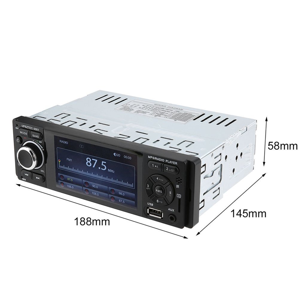 Car MP5 Player - 4.3 Inch HD LCD Screen - FM Radio Receiver - USB - Wireless Remote - Black