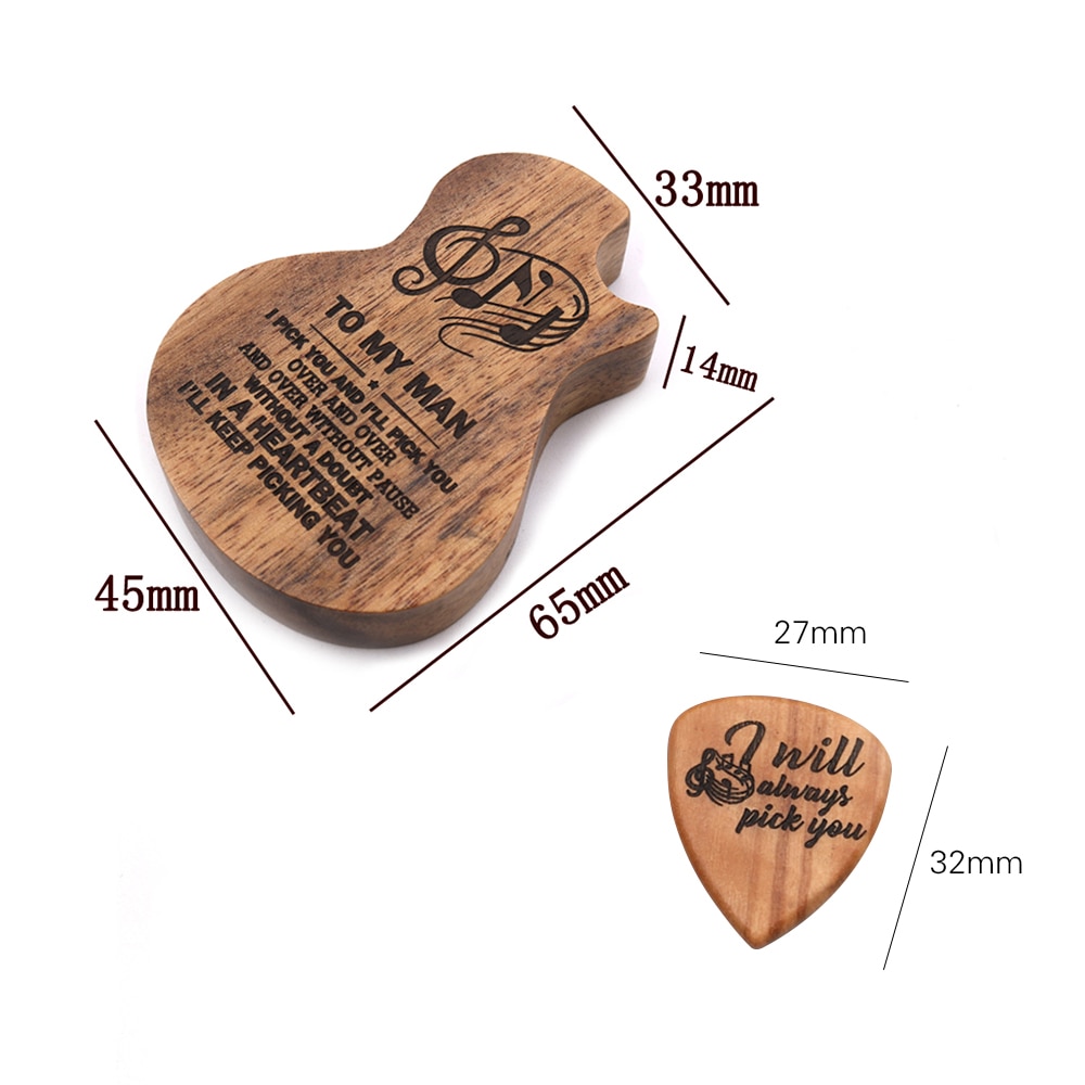 Guitar Picks Iron Pick Box Holder Collector with 4pcs Different Wood Picks Mediator for Guitar Accessories & Parts guitar tool