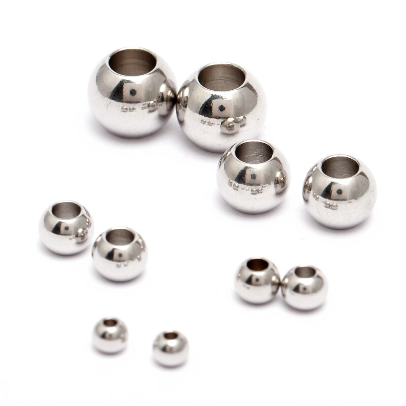 50pcs Gold Stainless Steel Balls Bead For DIY Bracelet Necklace Jewelry Craft Making Material