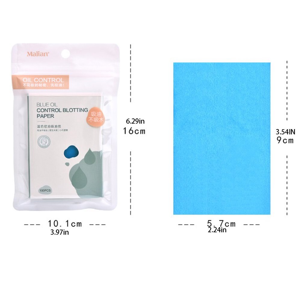 100 Pcs Blue Oil Control Oil Absorbing Paper Film Tissue Makeup Blotting Paper Facial Cleaner Facial Beauty Tools