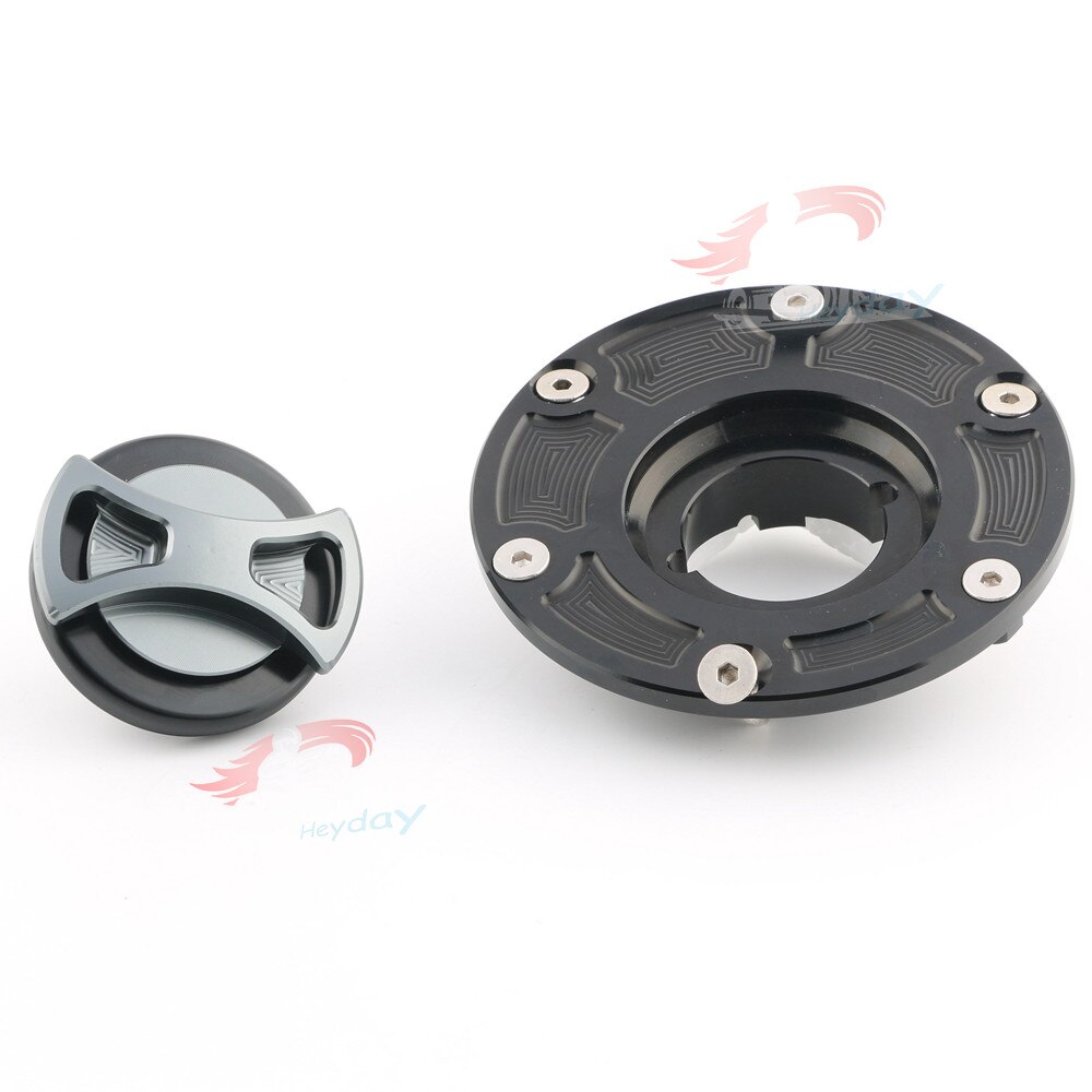 Billet CNC Keyless Gas Fuel Tank Cap Cover For Aprilia RS125/RS250 All Years / RSV1000 Mille 1998 - 2000: Gray