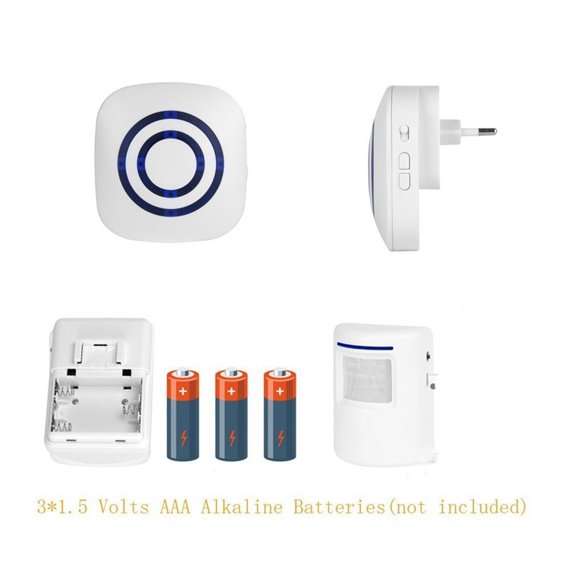 Timbre de puerta, Detector de Sensor de movimiento inalámbrico para puerta de negocios, timbre inteligente para visitante, alarma para la entrada con 1 enchufe en Rece