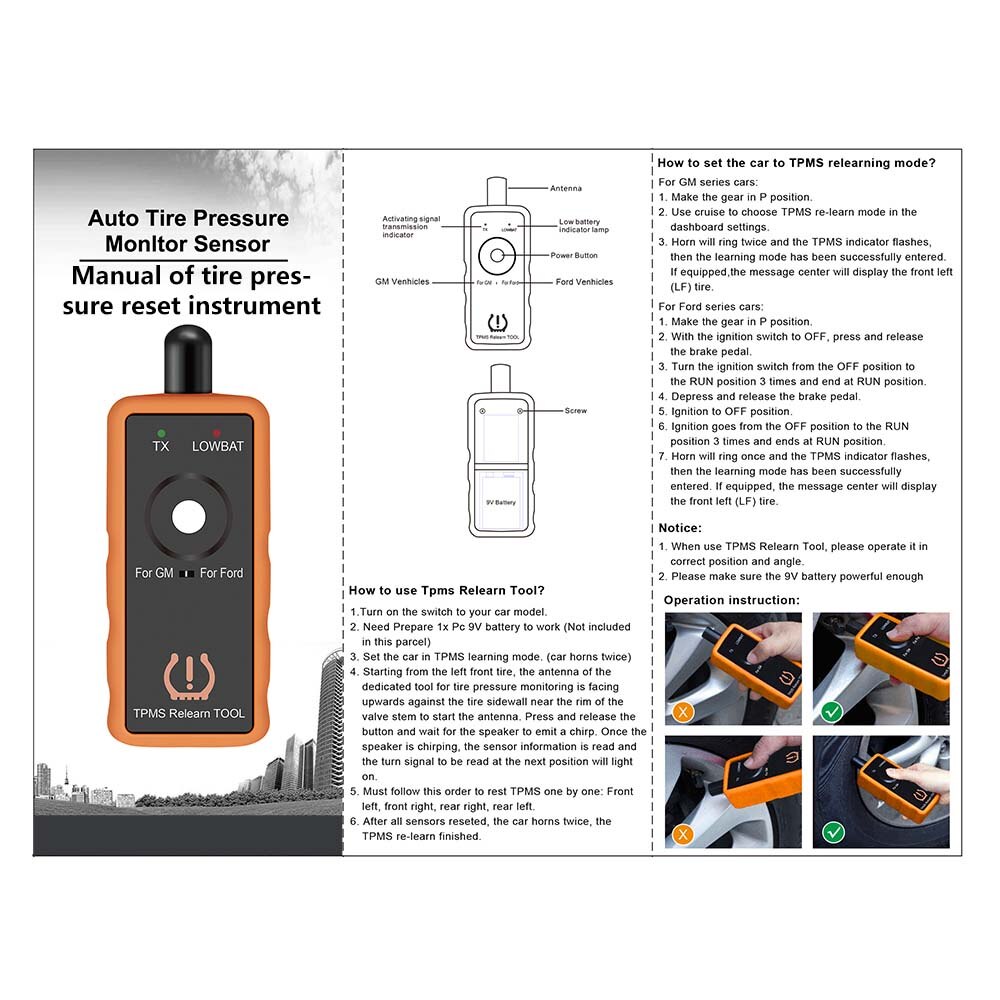 Tire Reset Tool For Tire Activation Tool EL-50448 EL50449 TPMS 50448 2in1 Auto Tire Pressure Monitor Sensor Tool