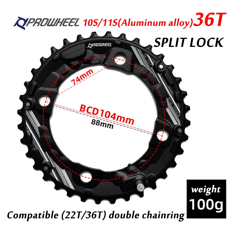 Prowheel Mtb 64/104BCD Dubbel Kettingblad 2*10/11 Speed Fietsketting Ring 26T 28T 36T 38T Mountainbike Kettingwiel Mtb Crankstel: 36T AL for 22-36T