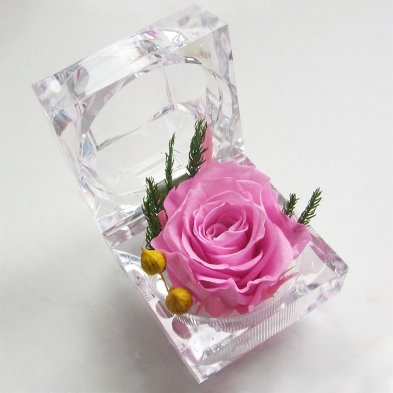 Romantisk rosenring æske blomst evig rose blomst bryllup foreslå forlovelse valentinsdag æske pakning smykkeetui: 8