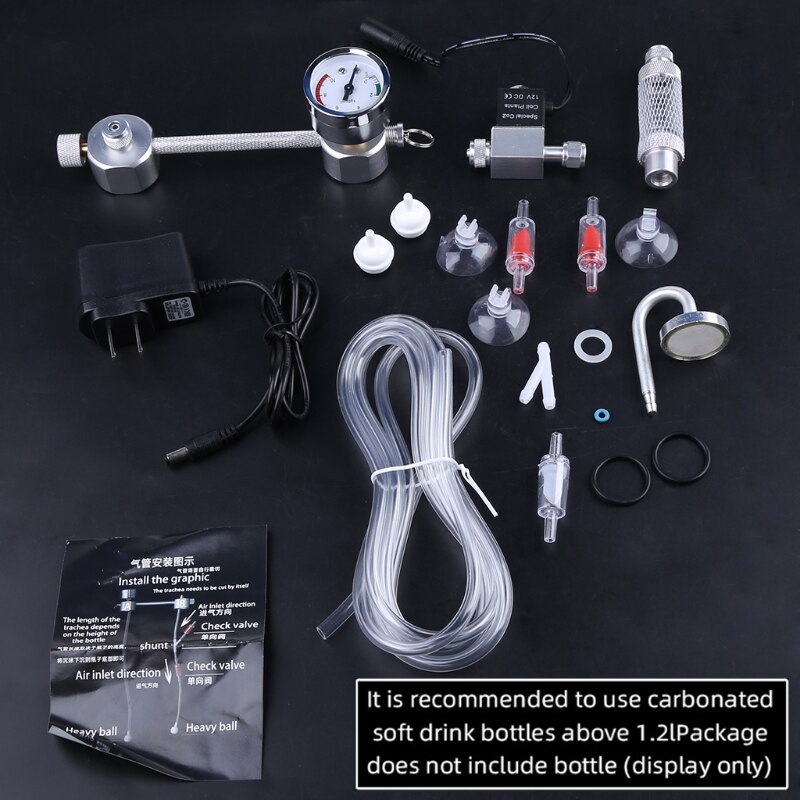 Kit generador de sistema de CO2 para acuario, difusor de plantas con válvula solenoide, accesorios para regulador de pecera: US-E