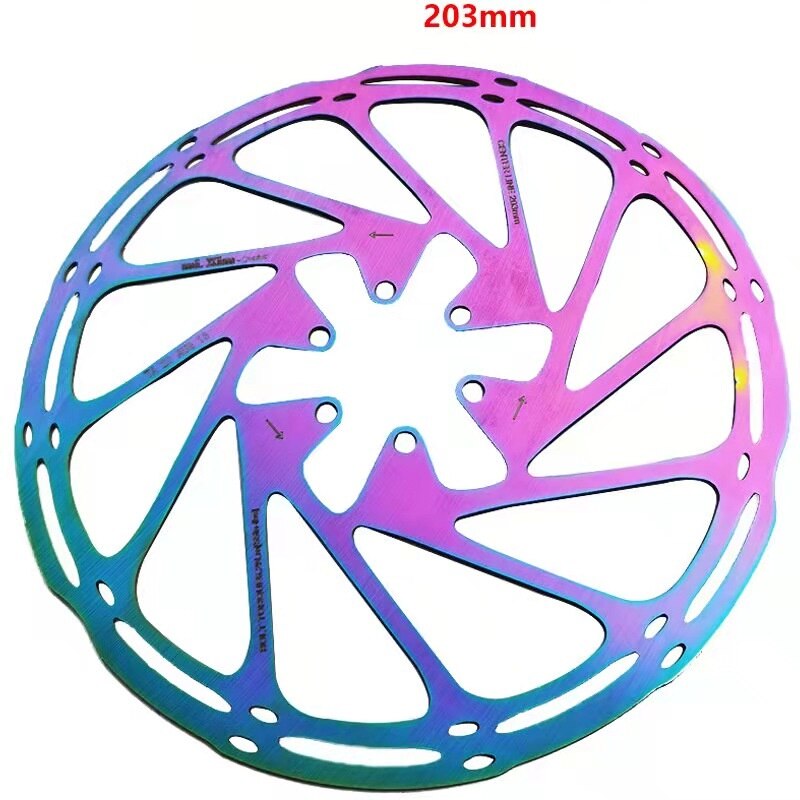 Rotor de frein à disque hydraulique de vtt coloré, ligne centrale, 160/180/203mm, arc-en-ciel, pour Sram: 203mm