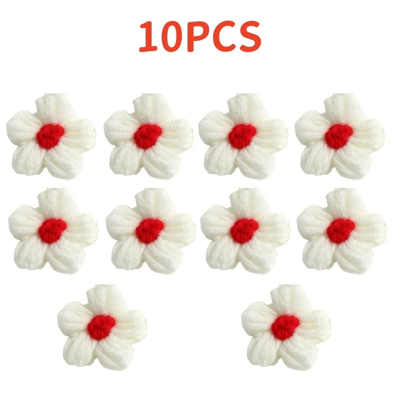 10 Uds. De cabeza de flor tejida, adorno de ramo de hilo de ganchillo, clavel, broche de horquilla tejido a mano, accesorios de costura DIY: violet