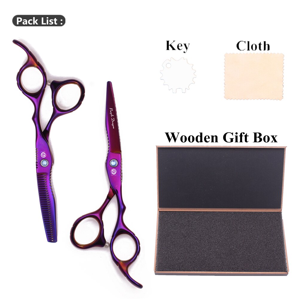 Purple Dragon 6" JP Steel Hairdresser Set Haircut Thinning Shears Hair Cutting Scissors Barber Scissors 1011# Gold