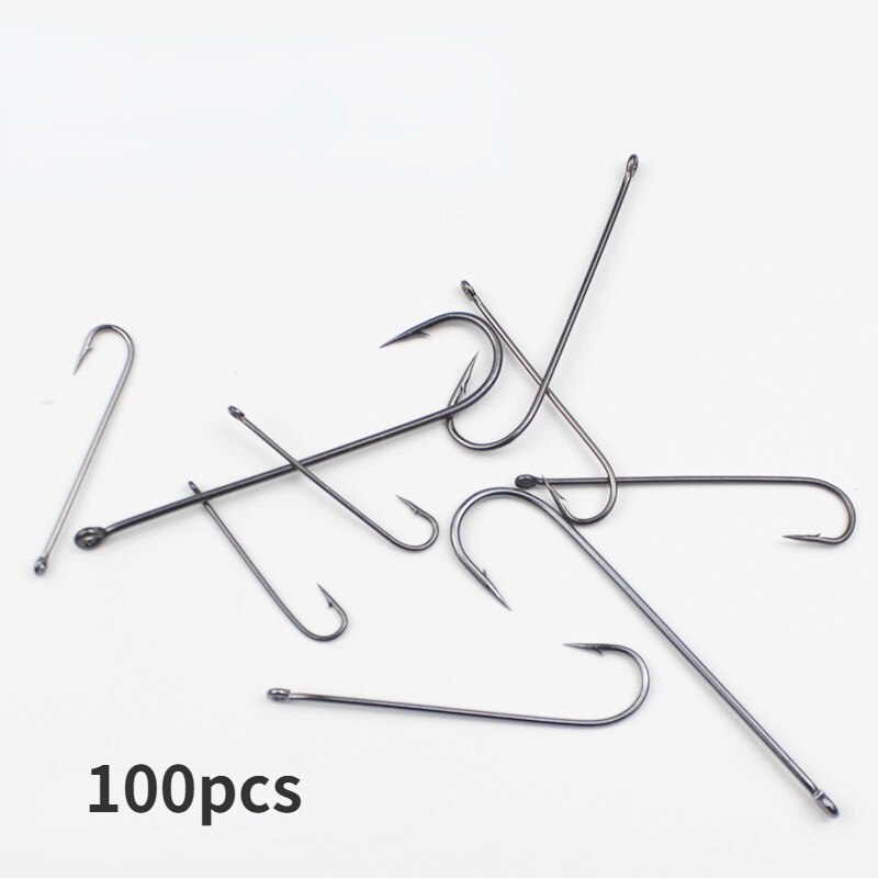 Carlisle bulk long handle hook with extra long tube pay sea fishing hook with barb oblique mouth eel, mackerel, pomfret hook