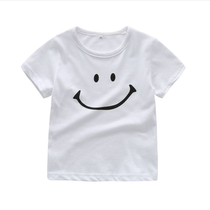 Kinderen Korte Mouw T-shirt Zomer Kleine Jongens Meisjes Lachend Gezicht Patroon Ronde Kraag Top Kids Casual Kleding
